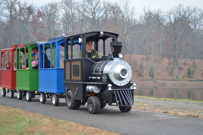 Engine #62 of the Resources Railroad comes down the path at Lake Fairfax Park in Reston.