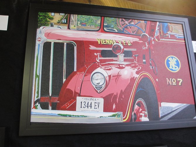 The Vienna Volunteer Fire Department’s antique fire truck was the subject of Vienna Arts Society artist-of-the-year Debi Elliott’s painting.