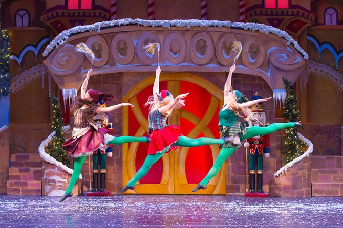 Three of Encore’s dancing elves are (from left) Alia Artieda, Audra Avery and Renee Greise.