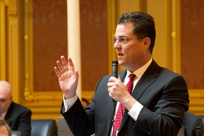 Delegate Dave Albo (R-42) speaks on the floor of the Virginia House of Delegates.