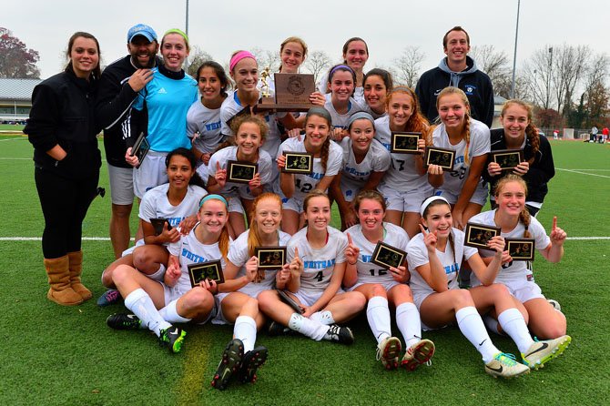 The Whitman girls’ soccer team won the 2013 4A Maryland state championship.