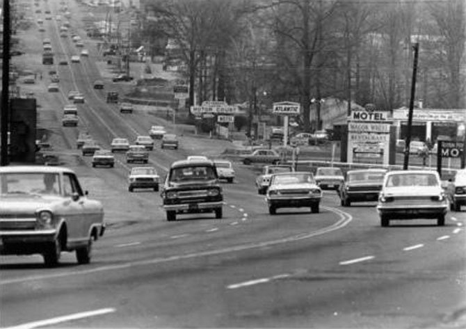 Richmond Highway, pictured here in the 1960s, was booming during this time. According to Kelleher, the executive director of SFDC, the area will soon make a come-back.