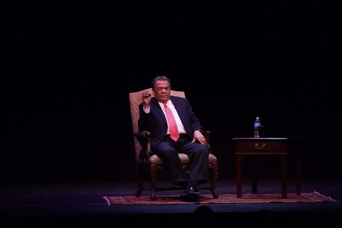 Andrew Young sat before a packed house at the Alden Theatre on Friday, Jan. 17.
