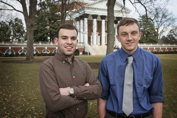 Jarrod Nagurka, of Arlington, and Patrick MacDonnell, both students at the University of Virginia, drafted mental health legislation.