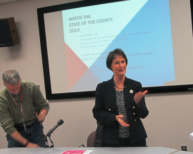 Fairfax County Board of Supervisors Chairman Sharon Bulova hosted a media screening of her annual State of the County address on Wednesday, Jan. 15.  Residents can view the address on Channel 16 from 7:30 to 8 p.m., or on YouTube at http://youtube/YzeaC3K-wiY