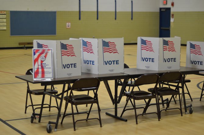 Polling booths were set up at Herndon Elementary School for the 33rd District Election. Fairfax County school classes were cancelled due to a snowfall.