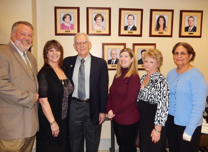 From left are former Fairfax Deputy Treasurer Jeff Barbour, Teresa Casper, Steve Moloney, Marie Carrera, Joyce Hall and Kusum Singh. (Casper, Carrera, Hall and Singh were on Moloney’s staff).
