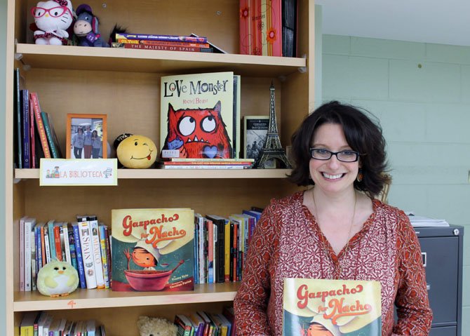 Tracey Kyle, a Spanish teacher at Key Middle School in Franconia, holds her recently published book. Kyle has been working on "Gazpacho for Nacho" since 2008.