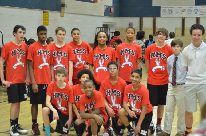 For the February game, the student basketball team included Tinwin Ricks, Max Wilson, Jameel Byrd, Nathan Cole, Simoa Lauth, Ronald Castano, Schuyler Carman, Hasib Zaman, Eric Schlawin, Jaden Snead, Aayshaun Hogan, Bart Bush, Corey Myers, and Jack Donlan.