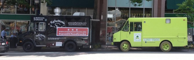 Food trucks line the streets of Rosslyn. 