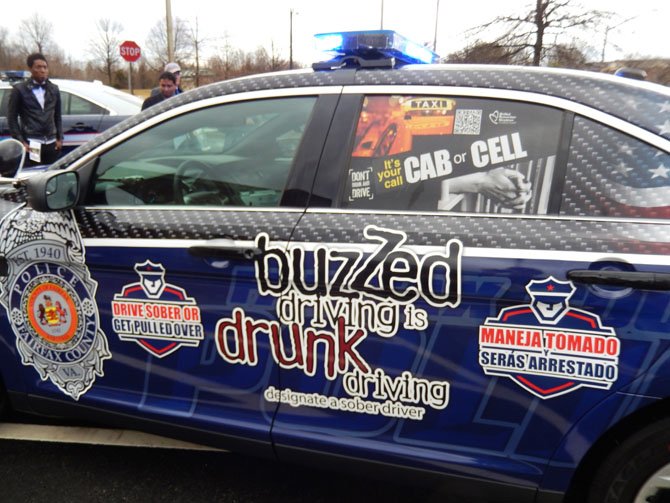 Driver’s side message warns people not to drink and drive.