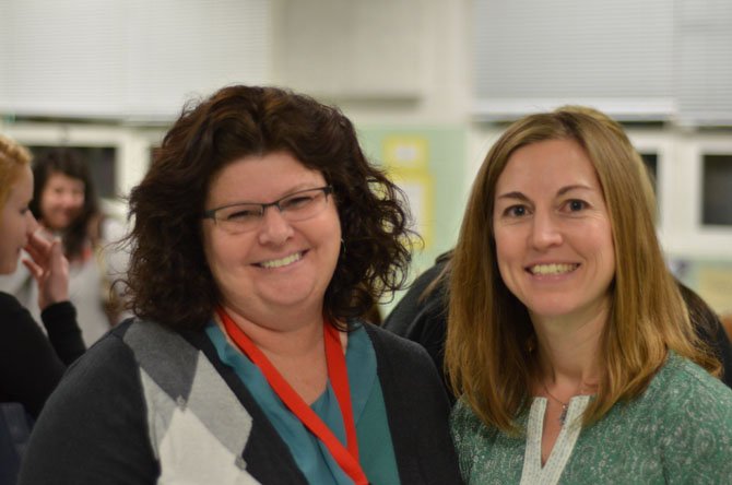 Herndon Elementary School Principal Ann Gwyn with PTA president Amanda Geary at the school cafeteria.
