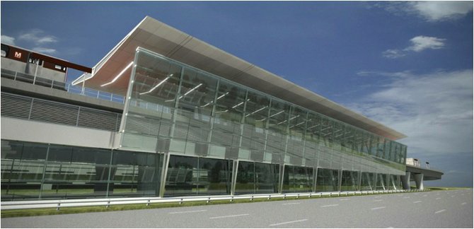 A rendering of the Dulles Airport station to be built in Phase II.