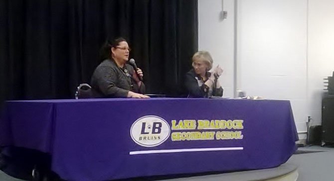 Superintendent Karen Garza (right) addresses citizens’ concerns at the final stop of her listening tour.