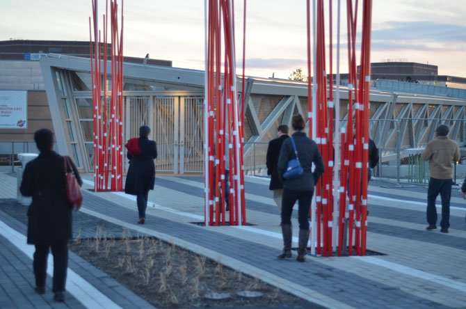 Visitors see the ground level of the Reston station, the only Silver Line station to offer parking until the second phase opens.