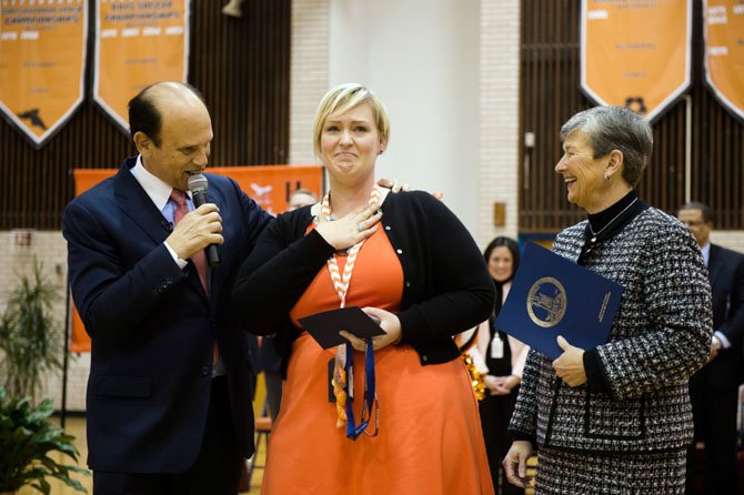 Elizabeth Galinis after receiving the Milken Educator Award. 