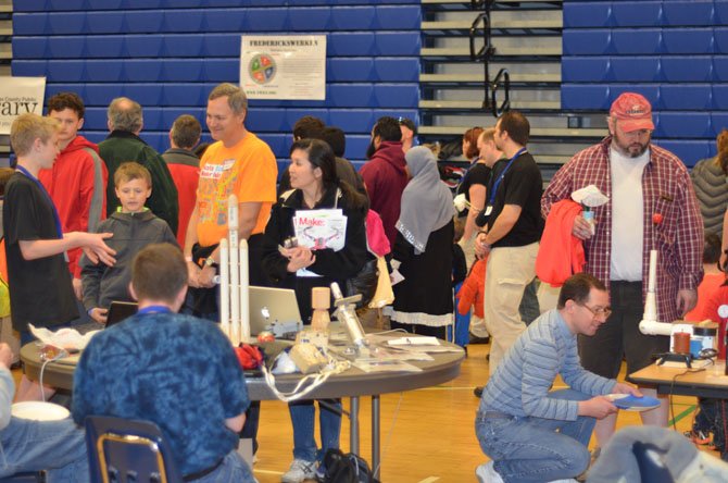 South Lakes High School in Reston was filled with visitors for the March Makers Faire hosted by NOVA Labs. Innovators, hackers, and artists came from all over the DC metro area to view the different displays