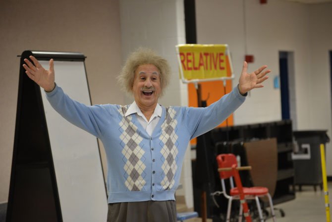 It’s all Relative! Marc Spiegel brings Albert Einstein to life with his performance as the famous scientist. At the Oak Hill Elementary School assembly, he presented complex scientific material with simplicity, clarity and humor. 