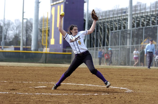 Lake Braddock senior Ashley Flesch pitched a one-hitter against Bishop O’Connell on March 22.