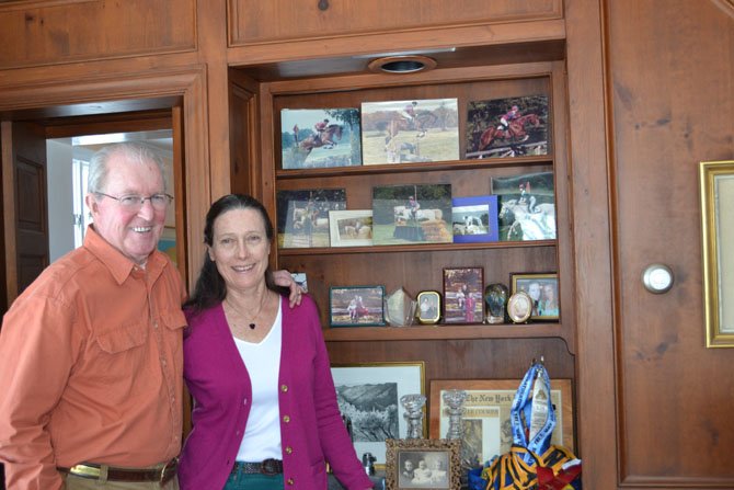 Neal Gillen, pictured with his wife Mary-Margaret, has a home office filled with awards, political memorabilia, biographies and his current work-in-progress.