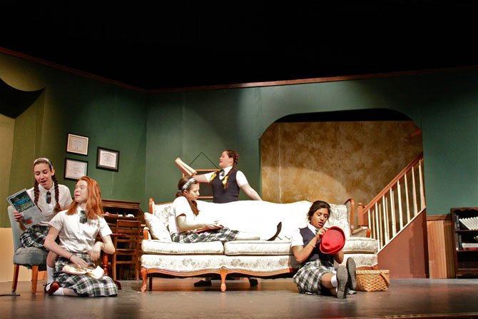 Students in Langley High School’s spring production, ‘The Children’s Hour,’ during dress rehearsal.