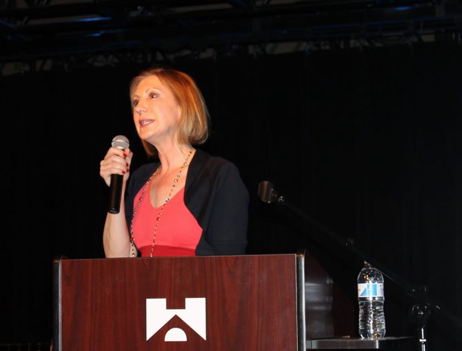 Carly Fiorina, founder of the ONE Woman Initiative and a Global Ambassador for Opportunity International, speaks in Lorton on April 2 as part of the Workhouse Prison Museum’s spring lecture series.