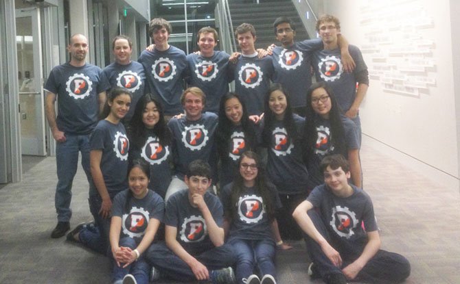 Potomac School robotics team at the U.S. Open Robotics Championship. Sidney Levingston is in the front row, third from left; Tammy Vo is in the middle row, fifth from the left.