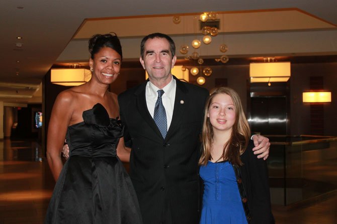 From left, Jennifer Johnson, Lieutenant Governor Ralph Northam, Sally Miller strike a pose during the gala reception.