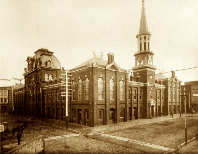 The current version of City Hall was designed by Adolf Cluss in 1871, although the side facing Market Square is a 1960s addition. 