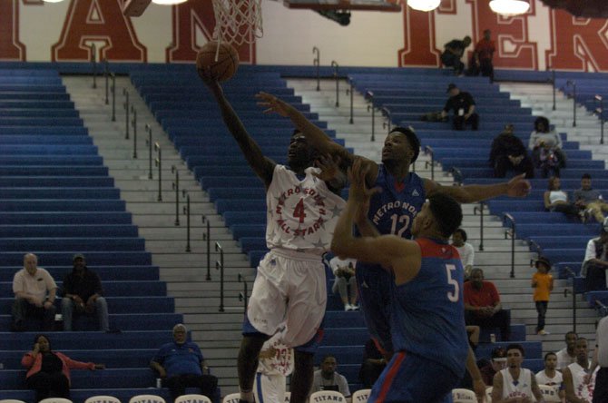 St. Stephen’s & St. Agnes senior Gavin Peppers takes it to the rim for the South all-stars during the 41st Annual Capital Classic on April 26 at T.C. Williams High School.