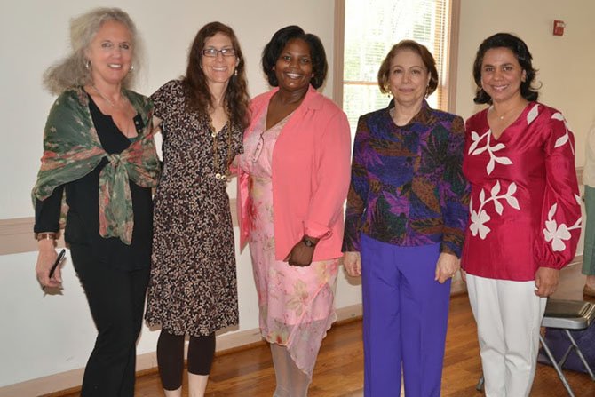 Iris Krasnow, Rebecca Kahlenberg, Alisa Smedly, Azizah al-Hibri and Salma Hasan Ali at the MoverMom’s Inspirational Luncheon.