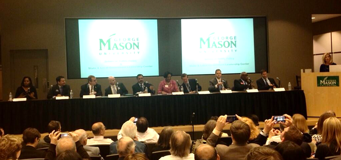 All 10 candidates for the Democratic primary to replace longtime U.S. Rep. Jim Moran (D-8) gather at George Mason School of Public Policy in Arlington this week. 