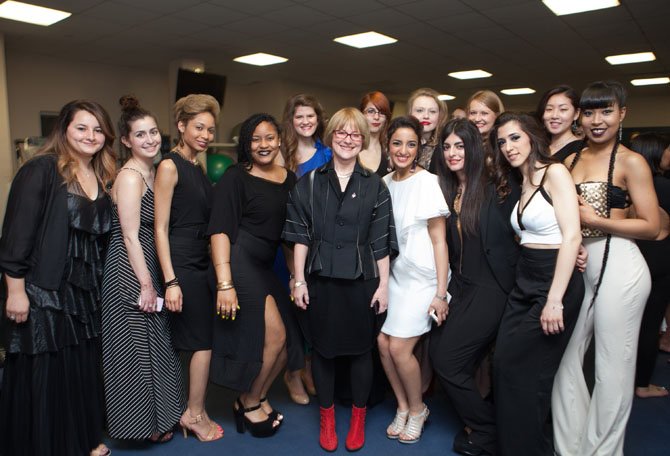 2014 Designer of the Year Jhane Barnes goes backstage with the senior designers before the fashion show premiere on Thursday evening, May 8.
