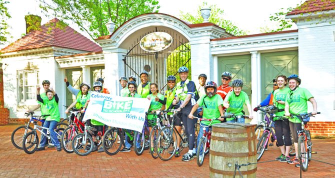 Walt Whitman Middle school students stopped at the Mount Vernon estate along the bike route on National Bike to School Day. Everyone was all smiles as they made a pit stop for water and a breather along the nearly 9-mile route to school.
