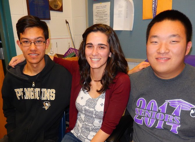 From left are Ryne Sieski, Hannah Watts and Andrew Kim.