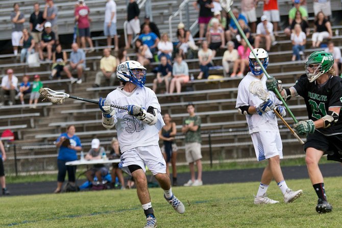 Louis Dubick (32) scored three goals for Churchill during the Bulldogs’ 6-4 victory over Walter Johnson on Monday in the 4A/3A West Section I final in Potomac.