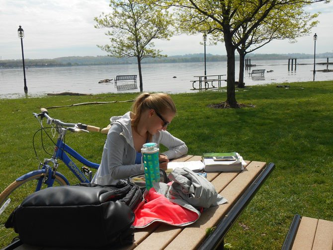 Claudia Johnson is studying for CPA exams down by the Potomac.