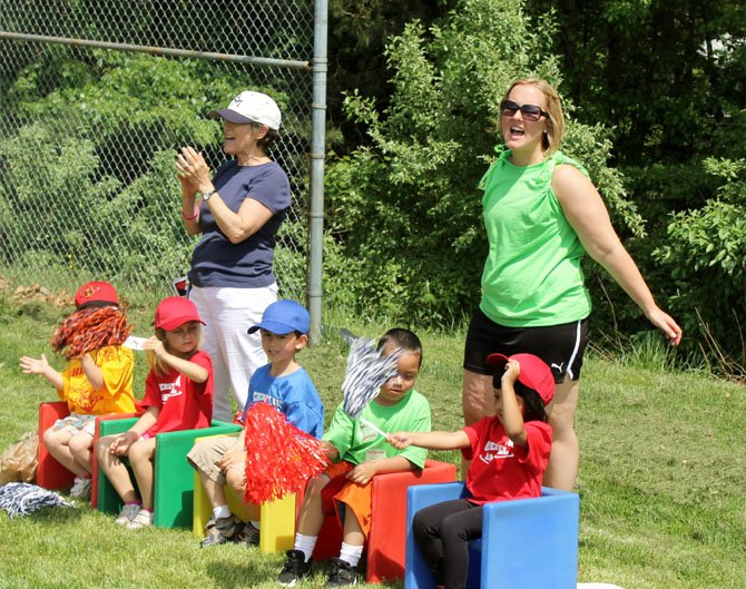 The game featured a cheering station for classmates to encourage those playing in the baseball game.