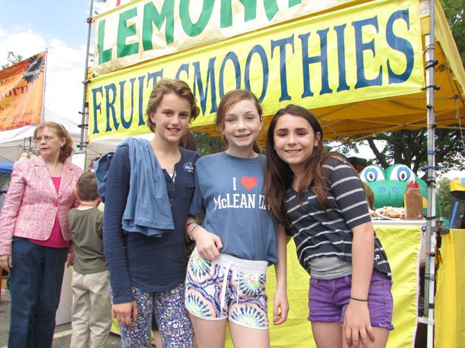 These McLean girls know that McLean Day is never complete without an order of smoothies. Left to right: Hannah Carter, 11, Elizabeth Galbreath, 12, and Jackie Mazur, 12.
