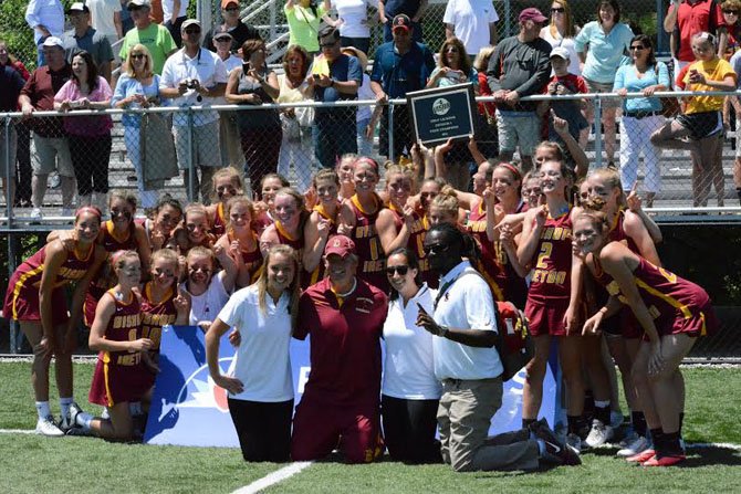 The Bishop Ireton girls’ lacrosse team defeated St. Stephen’s & St. Agnes 9-7 on May 17 to win the VISAA state championship.