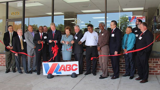 Virginia Secretary of Public Safety and Homeland Security Brian Moran and Virginia ABC Commissioner Judy Napier helped cut the ribbon during the grand opening event for the new Twinbrooke ABC store (9575 Braddock Rd.).