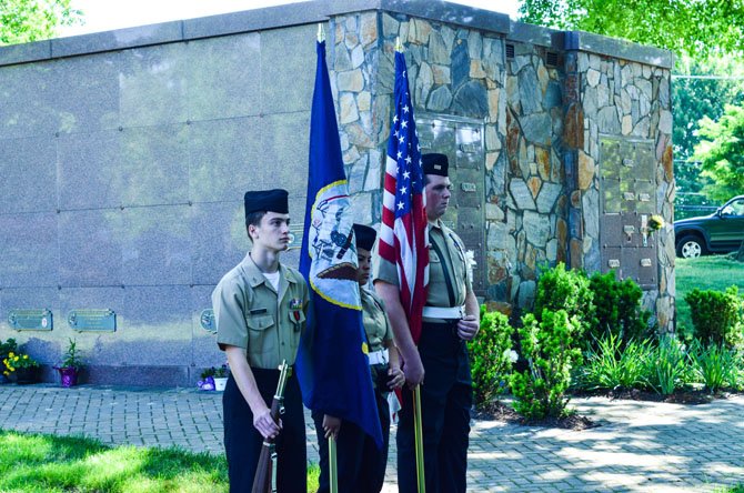 Members of the Herndon High School Naval JROTC participated as part of the color guard for the Memorial Day observance at Herndon Chestnut Grove Cemetery.