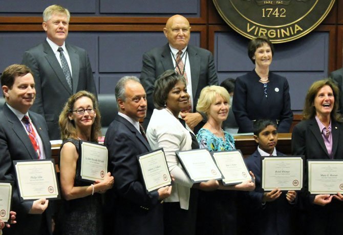 Anthony Vellucci and Monica Jackson (third and fourth from left) are this year’s Lord and Lady Fairfax for the Braddock District.
