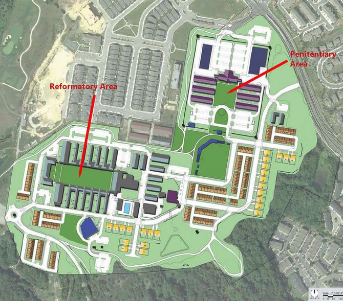 A map demonstrating the Laurel Hill Master Development Plan, at the site of the former D.C. prison.
