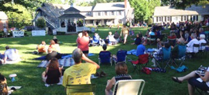Attendees relax and have picnics on the green while they listen to Daryl Davis’s rockabilly blues.