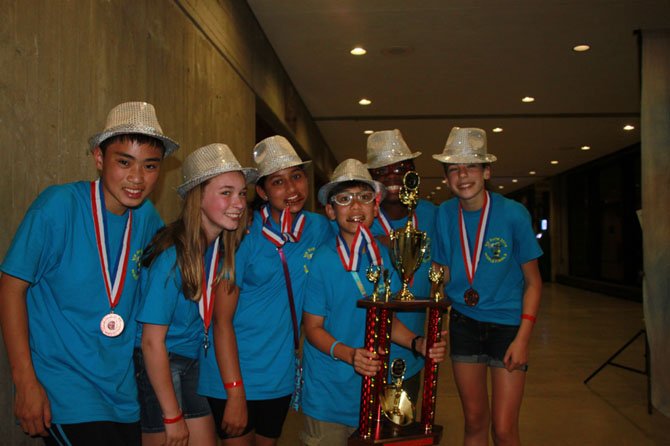 Nysmith OM Team: Chris Nguyen, Anika Schipma, Ilina Gobburu, Landon Poon, Maxwell Jones and Bryce Nabulsi celebrate third place finish at 2014 OM World Finals.
