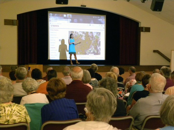 OLLI-GMU members learn how weather is created from NBC Washington meteorologist Amanda Segal on Friday, June 13.