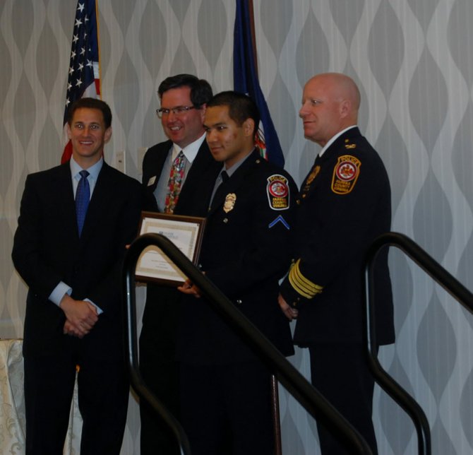  Officer Long Dinh, Jr., third from left, was one of the first responders honored at this year’s Above & Beyond: First Responders Benefit Lunch hosted by the Greater Springfield Chamber of Commerce.
