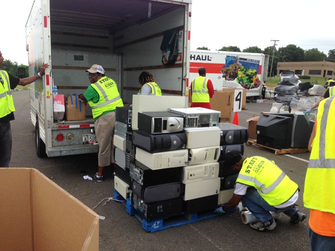 Used and old electronic gear unloaded at the Lorton I-95 Recycling and Disposal Center. Many electronic devices have metal which can be harmful to the environment if not recycled or disposed of properly.