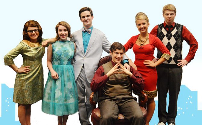 The show’s leads are (from left) Shaina Greenberg, Maddy Ingram, TJ Vinsavich, Joshua Ewalt, Nora Winsler and Jamie Green.
